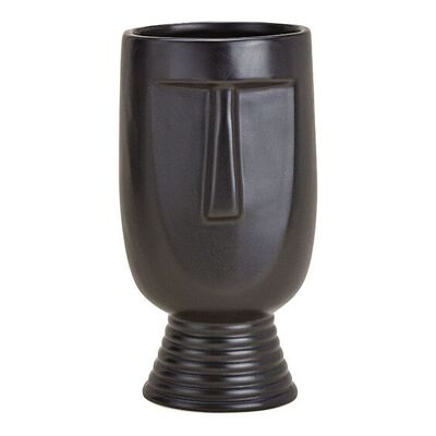 Vaso solo faccia per fiori secchi in ceramica nera (L/A/P) 11x20x11 cm