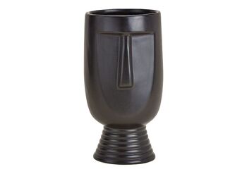 Face de vase uniquement pour fleurs séchées en céramique noire (L/H/P) 11x20x11cm