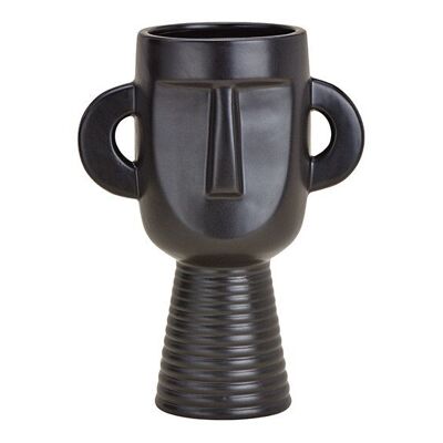 Cara de jarrón de cerámica negra (An/Al/Pr) 17x24x11cm