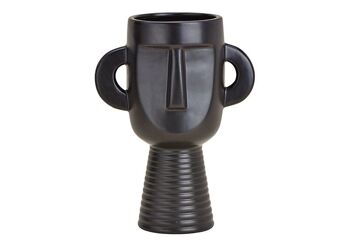 Face de vase en céramique noire (L/H/P) 17x24x11cm