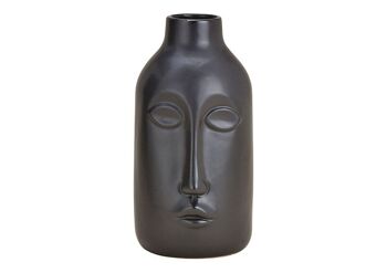Face de vase uniquement pour fleurs séchées en céramique noire (L/H/P) 10x20x11cm
