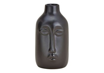 Face de vase uniquement pour fleurs séchées en céramique noire (L/H/P) 8x15x9cm