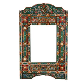 Cadre Miroir Marocain en Bois - Vintage Vert - 100 x 61 cm 1