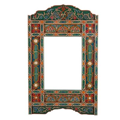 Moroccan Wooden Mirror Frame - Green Vintage - 100 x 61 cm
