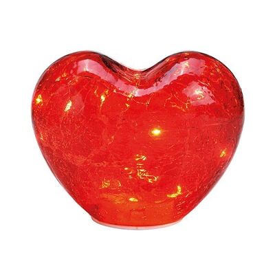 Corazón con 10 LEDs con temporizador de cristal rojo (An/Al/Pr) 15x11x9cm