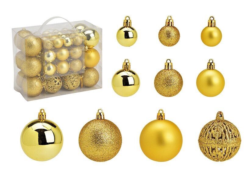 Palline di Natale in plastica, set da 50, Lemon Gold Ø3/4/6cm (L/A/P) 23x18x12cm