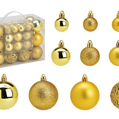 Bolas navideñas de plástico, juego de 50, Lemon Gold Ø3/4/6cm (An/Al/Pr) 23x18x12cm