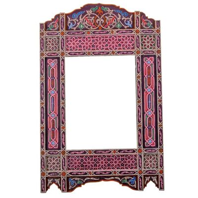Cadre Miroir Marocain en Bois - Violet - 100 x 61 cm