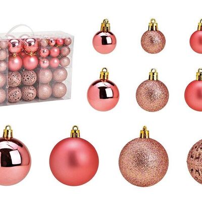 Bolas navideñas de plástico, juego de 100, rosa/rosa Ø3/4/6cm (An/Al/Pr) 23x35x12cm