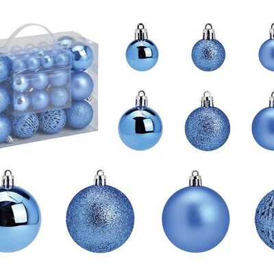 Bolas navideñas de plástico, juego de 50, azul real Ø3/4/6cm (An/Al/Pr) 23x18x12cm