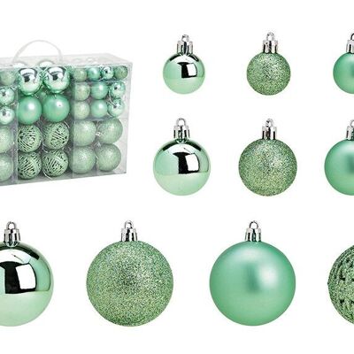 Bolas navideñas de plástico, juego de 100, verde menta Ø3/4/6cm (An/Al/Pr) 23x35x12cm