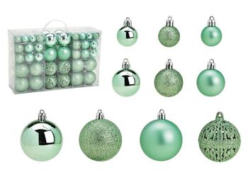 Boules de Noël en plastique, lot de 100, vert menthe Ø3/4/6cm (L/H/P) 23x35x12cm