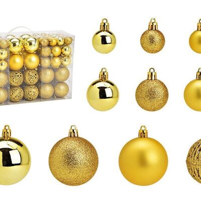 Weihnachtskugeln aus Kunststoff, 100er-Set, Lemon Gold Ø3/4/6cm (B/H/T) 23x35x12cm