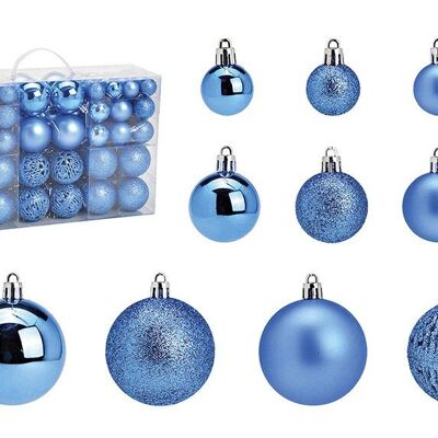 Bolas navideñas de plástico, juego de 100, azul real, Ø3/4/6cm (An/Al/Pr) 23x35x12cm