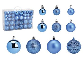 Boules de Noël en plastique, lot de 100, bleu royal, Ø3/4/6cm (L/H/P) 23x35x12cm