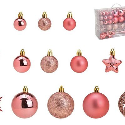 Bolas navideñas de plástico, juego de 111, rosa/rosa Ø3/4/6cm (An/Al/Pr) 23x35x12cm