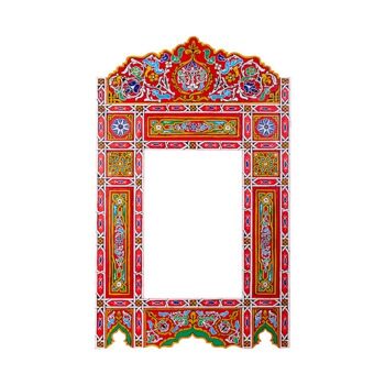 Cadre Miroir Marocain en Bois - Rouge - 118 x 68 cm 1