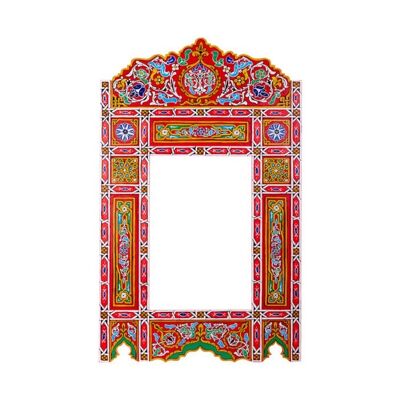 Marco de espejo de madera marroquí - Rojo - 118 x 68 cm