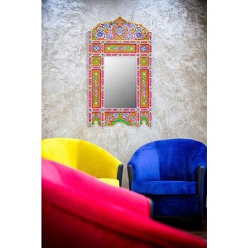 Cadre Miroir Marocain en Bois - Rouge - 118 x 68 cm 3