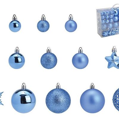 Bolas navideñas de plástico, juego de 111, azul real Ø3/4/6cm (An/Al/Pr) 23x35x12cm