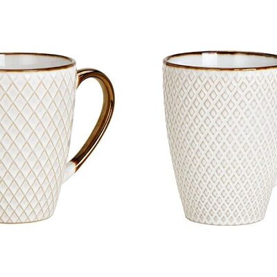 Tazza in gres bianco, 2 volte, (L/A/P) 12x11x8 cm 300 ml