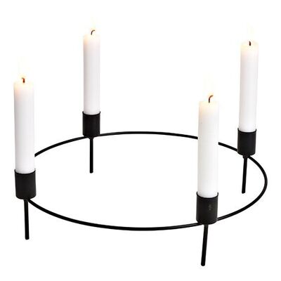 Adventskranz Kranzstecker aus Metall, Schwarz (B/H/T) 32x9x32cm