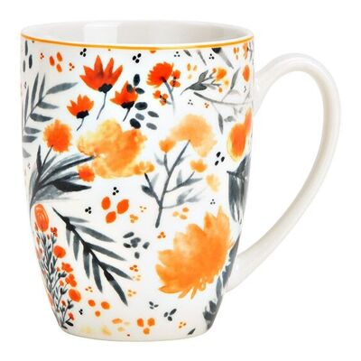 Mug décor floral en porcelaine coloré (L/H/P) 12x10x8cm 300ml
