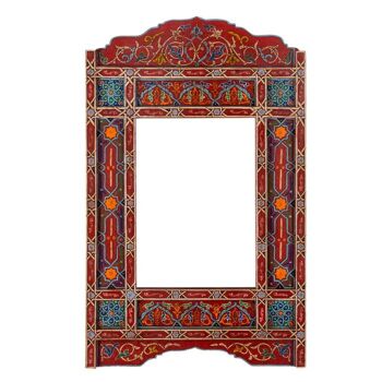 Cadre Miroir Marocain en Bois - Brique Rouge - 100 x 61 cm 1