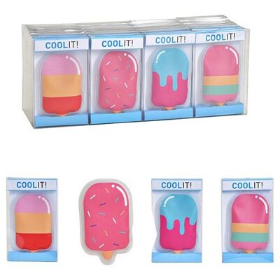 Cool Pack, supporto refrigerante per gelato in plastica, colorato, 4 volte, (L/A/P) 7x12x1 cm