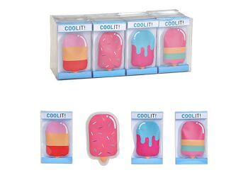 Cool pack, coussin réfrigérant pour glace en plastique, coloré, 4 fois, (L/H/P) 7x12x1cm