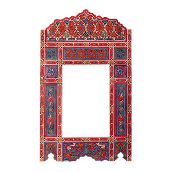 Cadre Miroir Marocain en Bois - Vintage Rouge - 118 x 68 cm 1