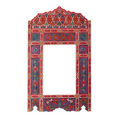 Cadre Miroir Marocain en Bois - Vintage Rouge - 118 x 68 cm