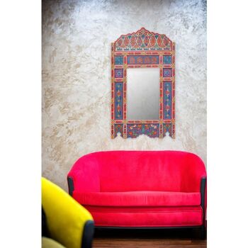 Cadre Miroir Marocain en Bois - Vintage Rouge - 118 x 68 cm 2