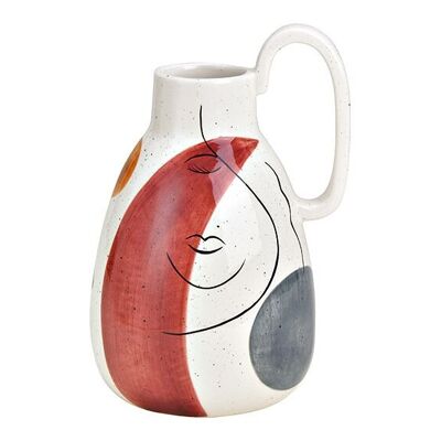 Vase, décoration de visage de cruche en céramique colorée (L/H/P) 15x23x14cm