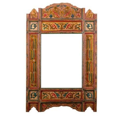 Marco de espejo de madera marroquí - Madera vintage - 100 x 61 cm