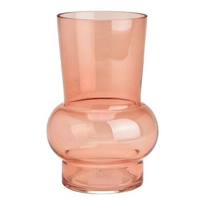Vase en verre rose/rose (L/H/P) 12x18x12cm