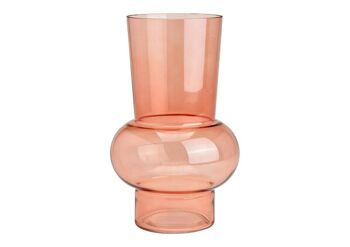 Vase en verre rose/rose (L/H/P) 16x26x16cm