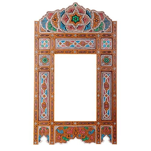 Moroccan Wooden Mirror Frame - Wood color - 118 x 68 cm