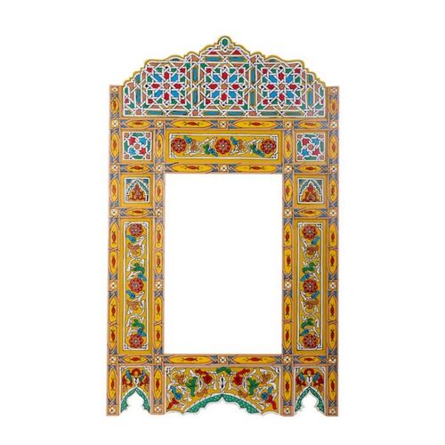 Moroccan Wooden Mirror Frame - Yellow - 118 x 68 cm