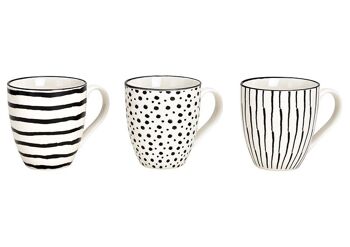 Tasse géante en porcelaine blanche, noire triple, (L/H/P) 14x11x10cm 540ml