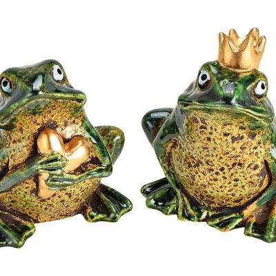 Frosch aus Keramik Grün 2-fach, (B/H/T) 10x11x8cm
