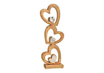 Support cœur en bois de manguier, métal marron (L/H/P) 16x45x6cm