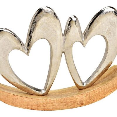 Supporto a forma di cuore altalena su base in legno di mango in metallo argento (L/A/P) 24x18x5 cm