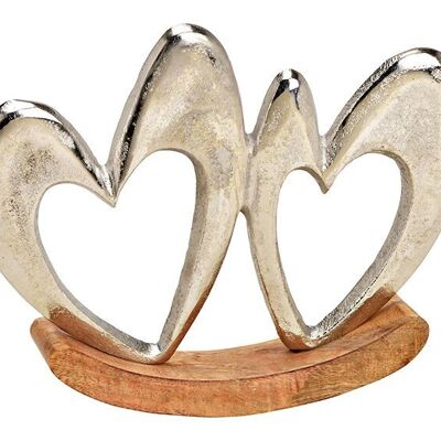 Supporto a forma di cuore altalena su base in legno di mango in metallo argento (L/A/P) 19x14x3 cm