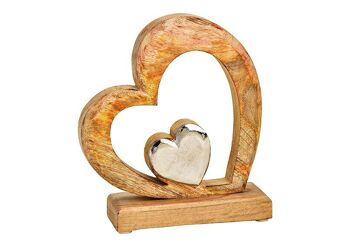 Support coeur en bois de manguier, métal marron (L/H/P) 18x20x6cm