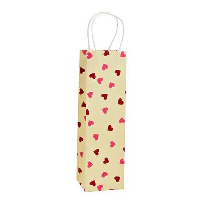 Borsa per bottiglie con decoro a forma di cuore in carta/cartone beige (L/A/P) 10x36x10 cm