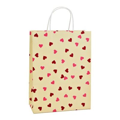 Sacchetto regalo con decoro a forma di cuore in carta/cartone beige (L/A/P) 25x33x11 cm