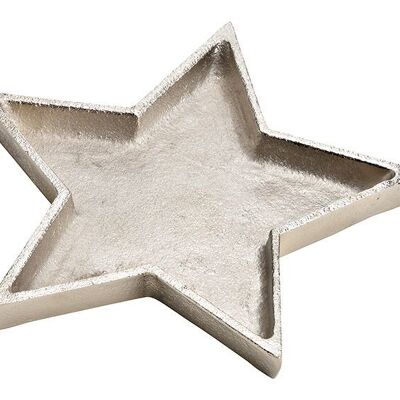 Plato decorativo estrella de metal plateado (An/Al/Pr) 20x2x20cm