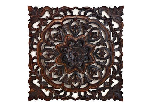 Wandhänger Blumendekor 3D aus Holz Braun (B/H/T) 60x60x3cm