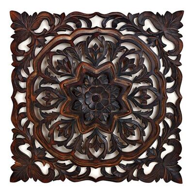 Appendiabiti da parete con decoro floreale 3D in legno marrone (L/A/P) 60x60x3 cm